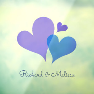 Kute Minimale Elegant Blue Paars Heart Baby shower Raamsticker