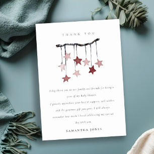Kute Minimale Star Mobile Blush Pink Baby shower Bedankkaart