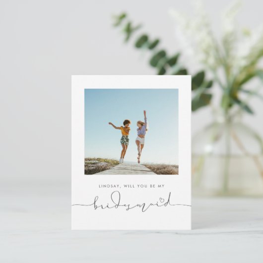 Kute minimalist... ben je mijn Bridesmaid foto (Staand voorkant)