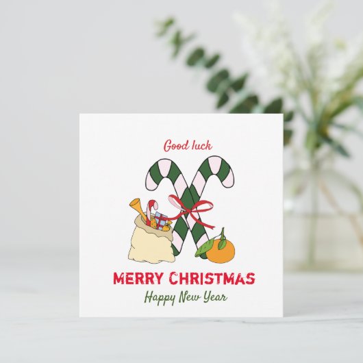 Kute Minimalist Kerstmis en Nieuwjaar Happy (Staand voorkant)