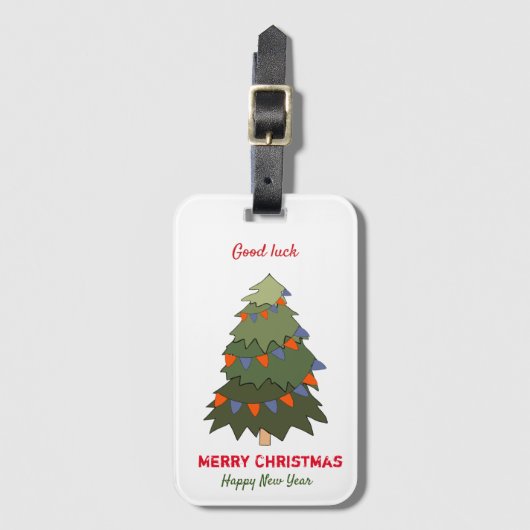 Kute Minimalist Kerstmis en Nieuwjaar Happy Bagagelabel (Voorkant (verticaal))