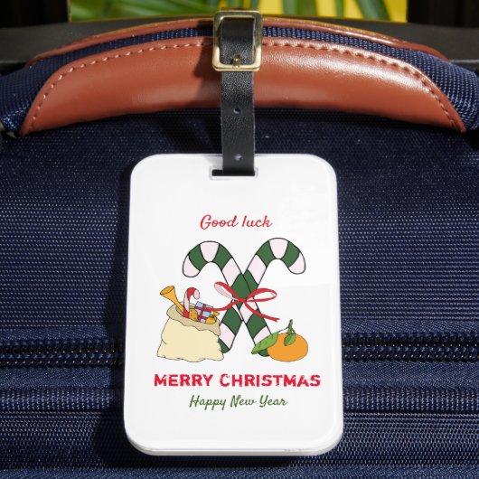 Kute Minimalist Kerstmis en Nieuwjaar Happy Bagagelabel (Voorkant Insitu 2)
