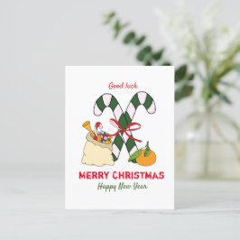 Kute Minimalist Kerstmis en Nieuwjaar Happy Briefkaart