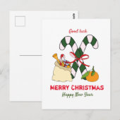 Kute Minimalist Kerstmis en Nieuwjaar Happy Briefkaart (Voorkant / Achterkant)