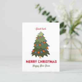 Kute Minimalist Kerstmis en Nieuwjaar Happy Briefkaart
