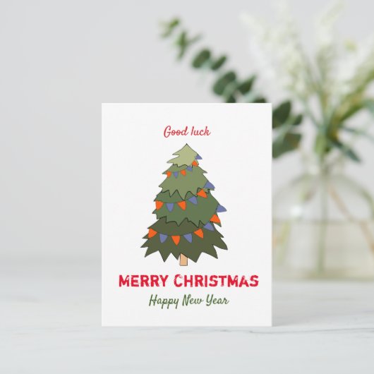 Kute Minimalist Kerstmis en Nieuwjaar Happy Briefkaart (Staand voorkant)
