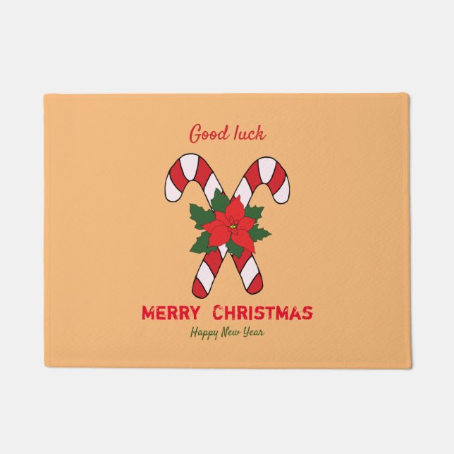 Kute Minimalist Kerstmis en Nieuwjaar Happy Deurmat (Voorkant)