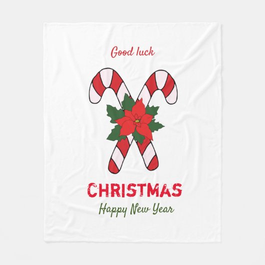 Kute Minimalist Kerstmis en Nieuwjaar Happy Fleece Deken (Voorkant)