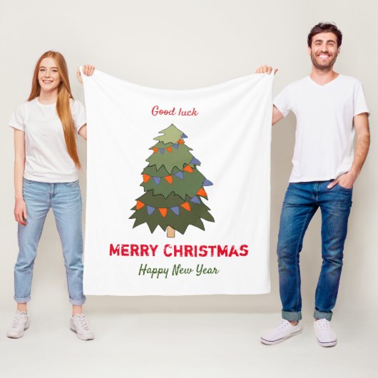 Kute Minimalist Kerstmis en Nieuwjaar Happy Fleece Deken (In situ)