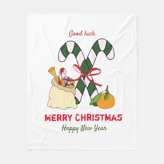 Kute Minimalist Kerstmis en Nieuwjaar Happy Fleece Deken (Voorkant)