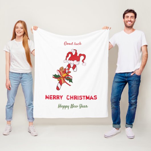 Kute Minimalist Kerstmis en Nieuwjaar Happy Fleece Deken (In situ)