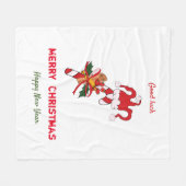 Kute Minimalist Kerstmis en Nieuwjaar Happy Fleece Deken (Voorkant (Horizontaal))