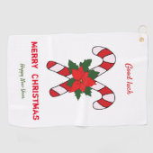 Kute Minimalist Kerstmis en Nieuwjaar Happy Golfhanddoek (Horizontaal)