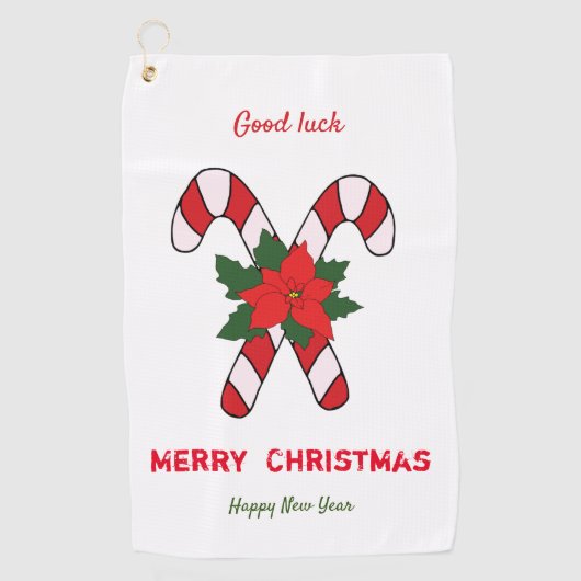 Kute Minimalist Kerstmis en Nieuwjaar Happy Golfhanddoek (Voorkant)