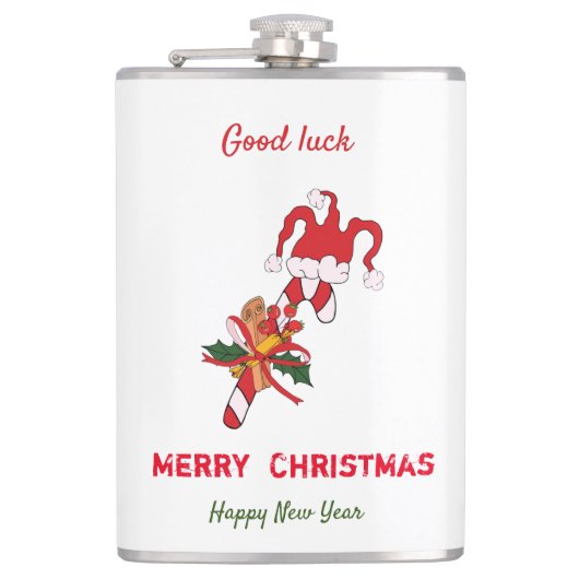 Kute Minimalist Kerstmis en Nieuwjaar Happy Heupfles (Voorkant)