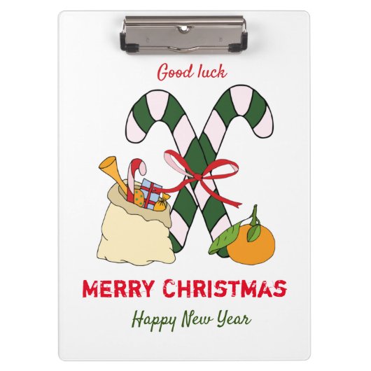Kute Minimalist Kerstmis en Nieuwjaar Happy Klembord (Voorkant)