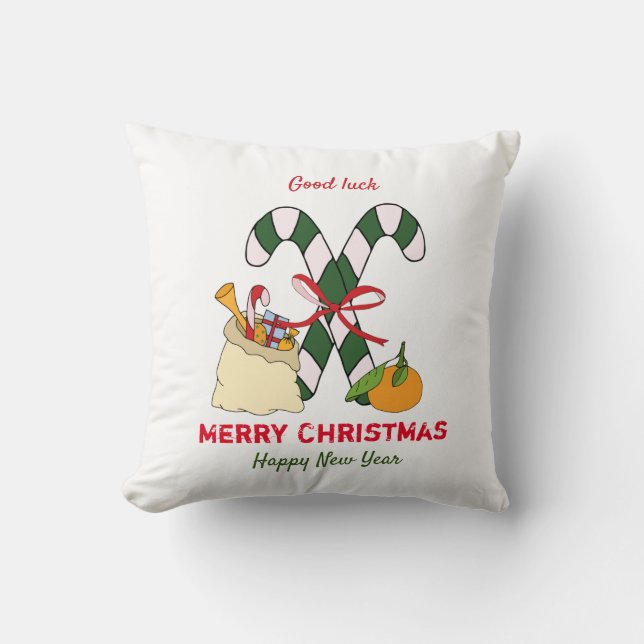 Kute Minimalist Kerstmis en Nieuwjaar Happy Kussen (Voorkant)