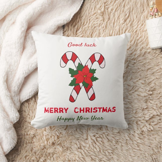 Kute Minimalist Kerstmis en Nieuwjaar Happy Kussen (Deken)