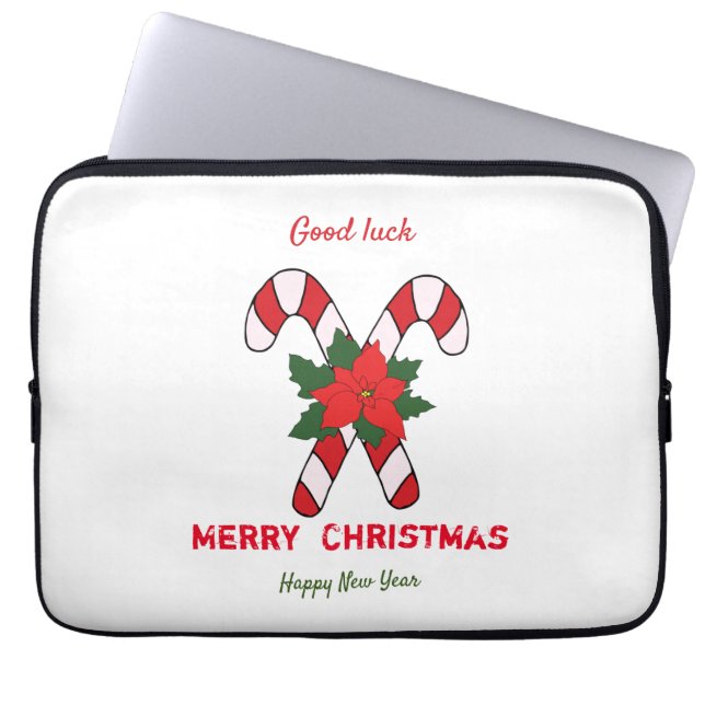 Kute Minimalist Kerstmis en Nieuwjaar Happy Laptop Sleeve (Voorkant)