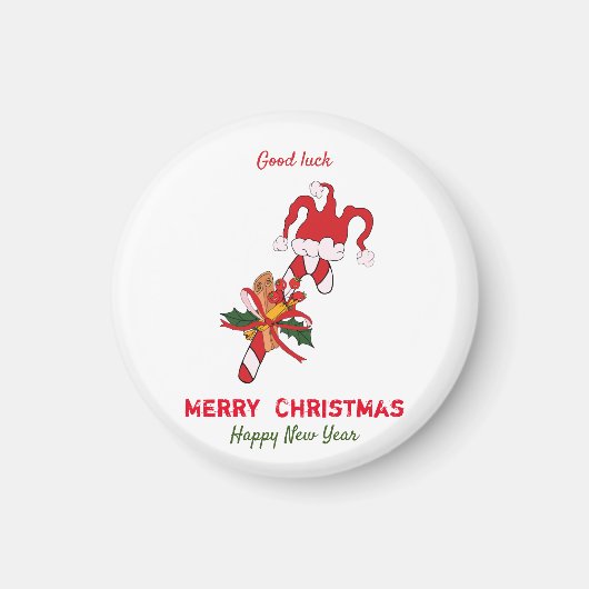 Kute Minimalist Kerstmis en Nieuwjaar Happy Magneet (Voorkant)