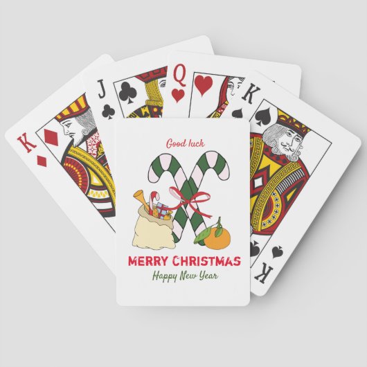 Kute Minimalist Kerstmis en Nieuwjaar Happy Pokerkaarten (Achterkant)