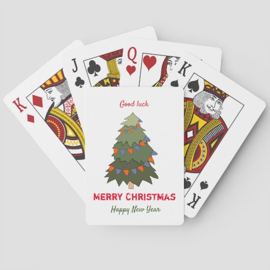 Kute Minimalist Kerstmis en Nieuwjaar Happy Pokerkaarten (Achterkant)