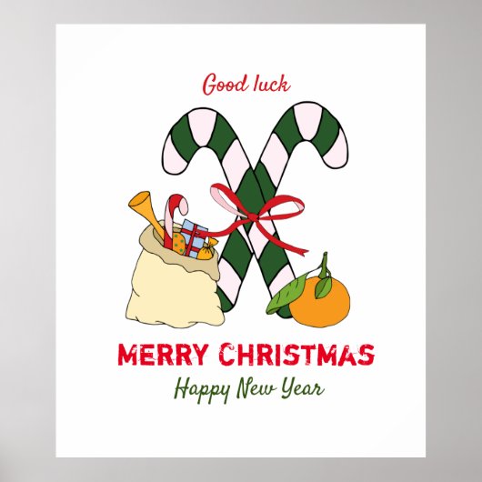 Kute Minimalist Kerstmis en Nieuwjaar Happy Poster (Voorkant)