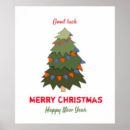 Kute Minimalist Kerstmis en Nieuwjaar Happy Poster