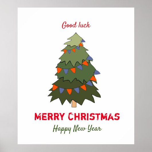 Kute Minimalist Kerstmis en Nieuwjaar Happy Poster (Voorkant)