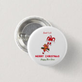 Kute Minimalist Kerstmis en Nieuwjaar Happy Ronde Button 3,2 Cm (Voorkant /achterkant)