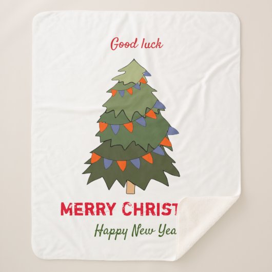 Kute Minimalist Kerstmis en Nieuwjaar Happy Sherpa Deken (Voorkant)