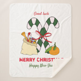 Kute Minimalist Kerstmis en Nieuwjaar Happy Sherpa Deken