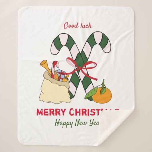 Kute Minimalist Kerstmis en Nieuwjaar Happy Sherpa Deken (Voorkant)