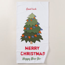 Kute Minimalist Kerstmis en Nieuwjaar Happy Strandlaken