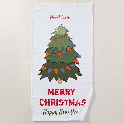 Kute Minimalist Kerstmis en Nieuwjaar Happy Strandlaken (Voorkant)