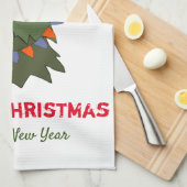 Kute Minimalist Kerstmis en Nieuwjaar Happy Theedoek (Quarter Fold)