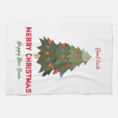 Kute Minimalist Kerstmis en Nieuwjaar Happy Theedoek (Horizontaal)