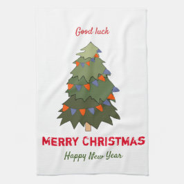 Kute Minimalist Kerstmis en Nieuwjaar Happy Theedoek