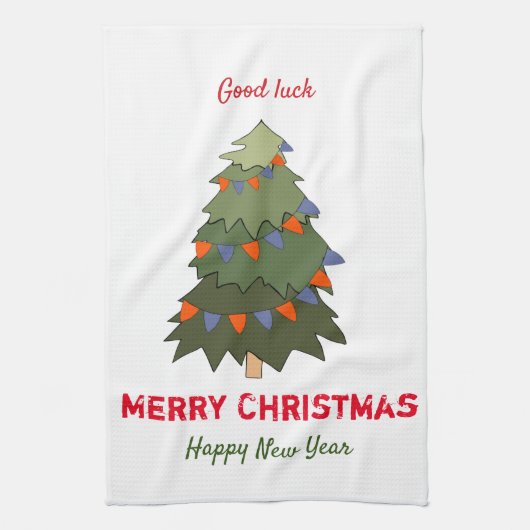 Kute Minimalist Kerstmis en Nieuwjaar Happy Theedoek (Verticaal)