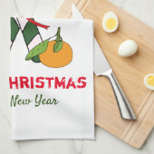 Kute Minimalist Kerstmis en Nieuwjaar Happy Theedoek (Quarter Fold)