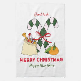 Kute Minimalist Kerstmis en Nieuwjaar Happy Theedoek