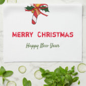 Kute Minimalist Kerstmis en Nieuwjaar Happy Theedoek (Gevouwen)