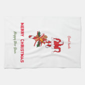 Kute Minimalist Kerstmis en Nieuwjaar Happy Theedoek (Horizontaal)