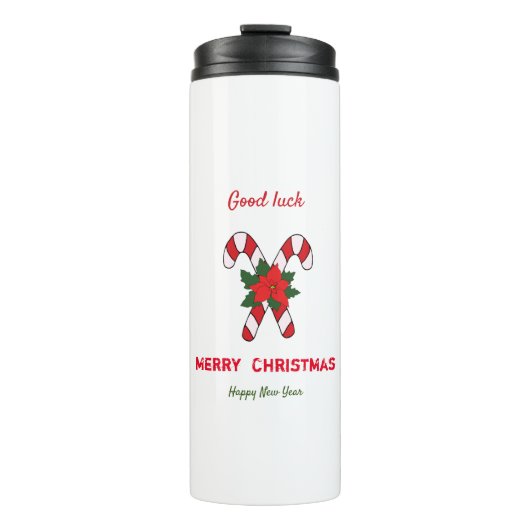 Kute Minimalist Kerstmis en Nieuwjaar Happy Thermosbeker (Voorkant)