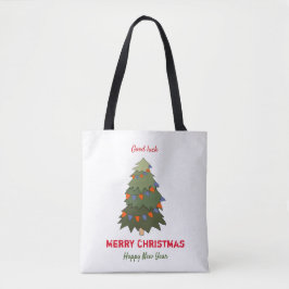 Kute Minimalist Kerstmis en Nieuwjaar Happy Tote Bag