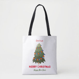 Kute Minimalist Kerstmis en Nieuwjaar Happy Tote Bag
