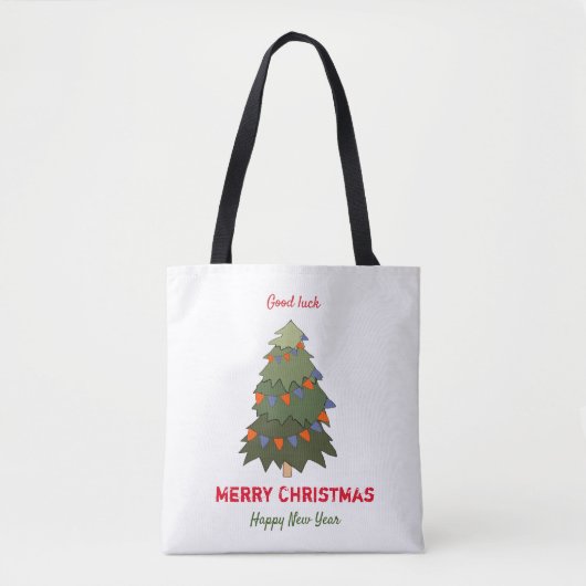 Kute Minimalist Kerstmis en Nieuwjaar Happy Tote Bag (Voorkant)