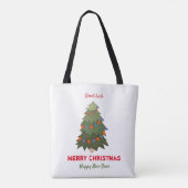 Kute Minimalist Kerstmis en Nieuwjaar Happy Tote Bag (Achterkant)