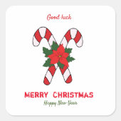 Kute Minimalist Kerstmis en Nieuwjaar Happy Vierkante Sticker (Voorkant)