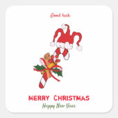 Kute Minimalist Kerstmis en Nieuwjaar Happy Vierkante Sticker (Voorkant)